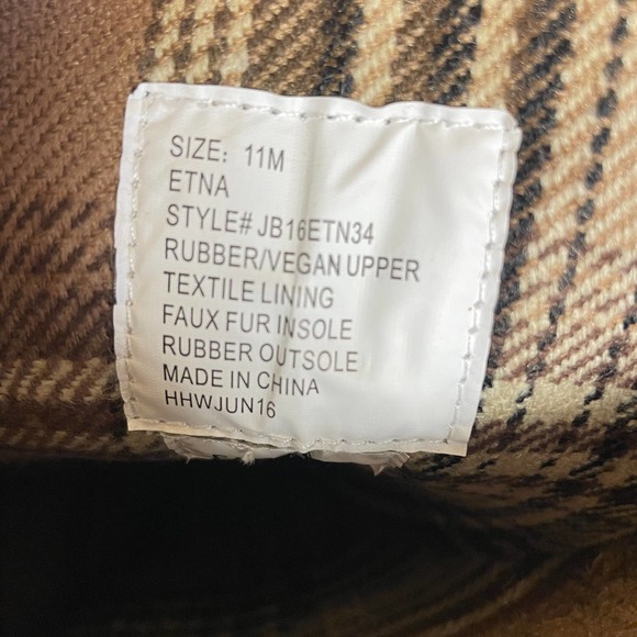 NWT JBU by Jambu Etna Boots 11 Brown Quilted Plaid Lining - Picture 4 of 8